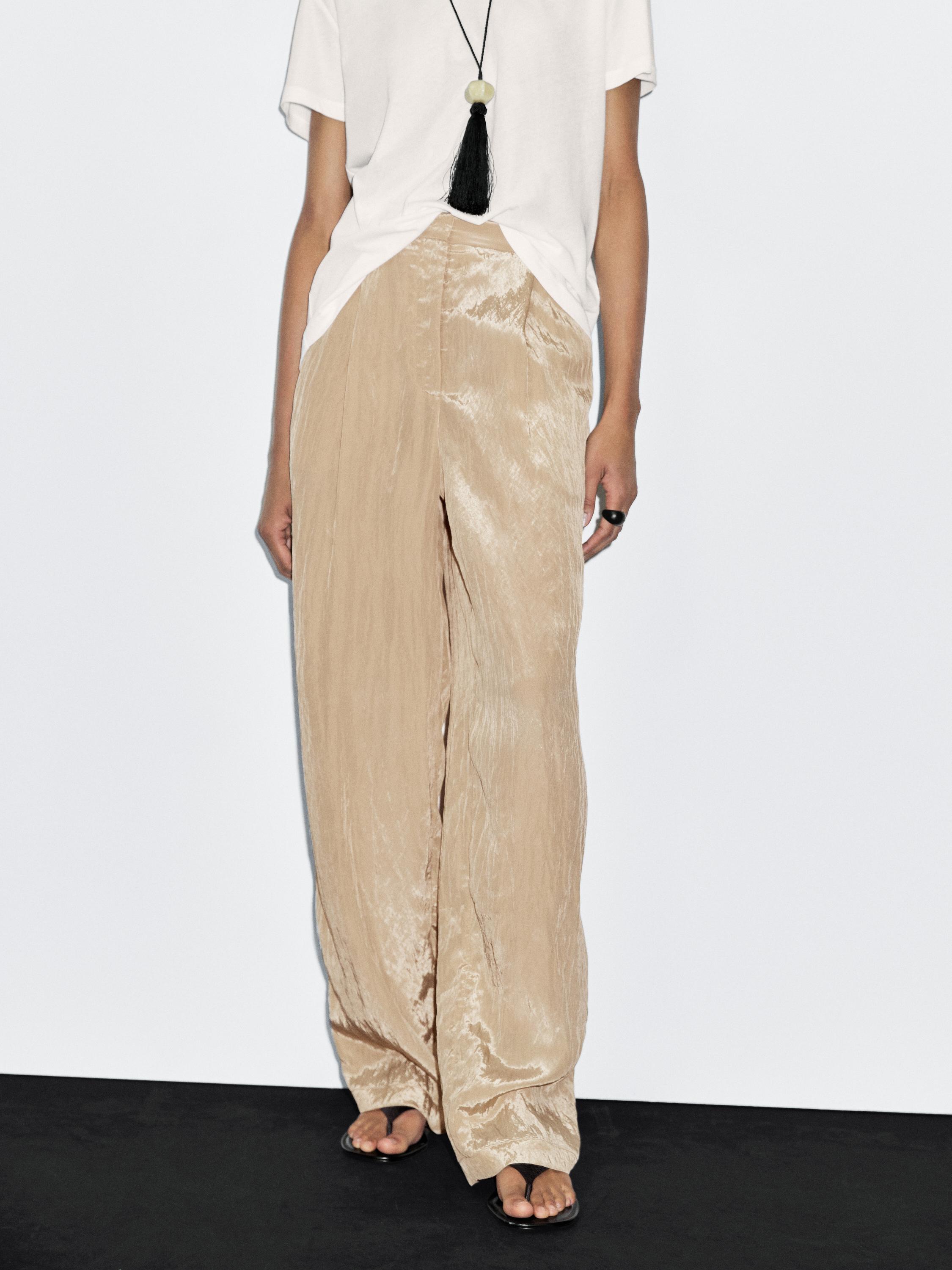 Textured satin trousers